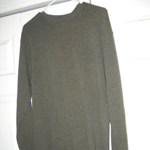 FARAH Olive Green Long Sleeve Ribbed Pullover Sweater Men's Size M